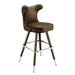 Porcini Brown Silverado cowboy bar stool featuring a softly cushioned upholstered seat and a polished wood metal frame with Western-inspired lines