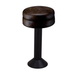Porcini Brown Winslow bolted bar stool featuring a sleek compact seat and a permanent floor-mounted black base for commercial stability