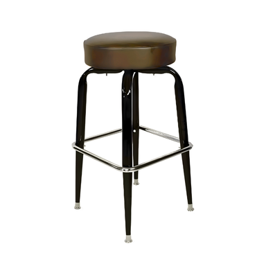 Porcini Crossover Bar Stool by Social Design Supply Co: A modern sculptural steel bar stool with a padded round seat and refined architectural frame for upscale hospitality bars