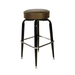 Porcini Crossover Bar Stool by Social Design Supply Co: A modern sculptural steel bar stool with a padded round seat and refined architectural frame for upscale hospitality bars