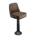 Porcini Ellington Bolted Floor-Mounted Counter Stool featuring a plush, upholstered seat and a heavy-duty polished black pedestal base
