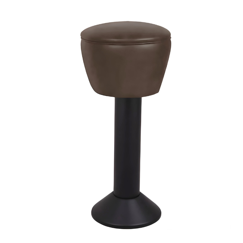 Porcini brown Regent bolted bar stool featuring a gentle upholstered seat and a permanent floor-mounted black base for dependable stability
