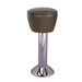 Porcini brown Regent bolted bar stool featuring a gentle upholstered seat and a permanent floor-mounted chrome base for dependable stability