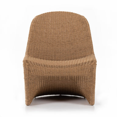 Portia Outdoor Occasional Chair with solid teak frame and grey rope-weave seating