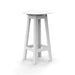 White round bar table with angled legs and open-frame cutouts