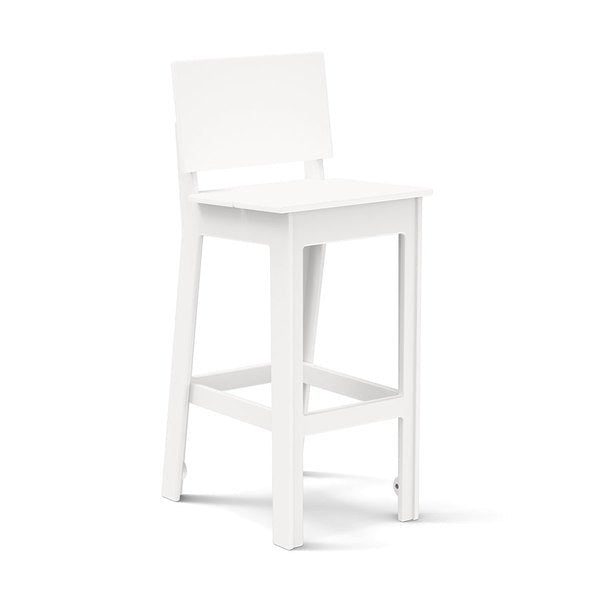 Pure White durable all-weather HDPE material on the eco-friendly Square Bar Stool