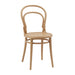 Astoria side chair in natural wood with curved back, round seat, and tapered legs.