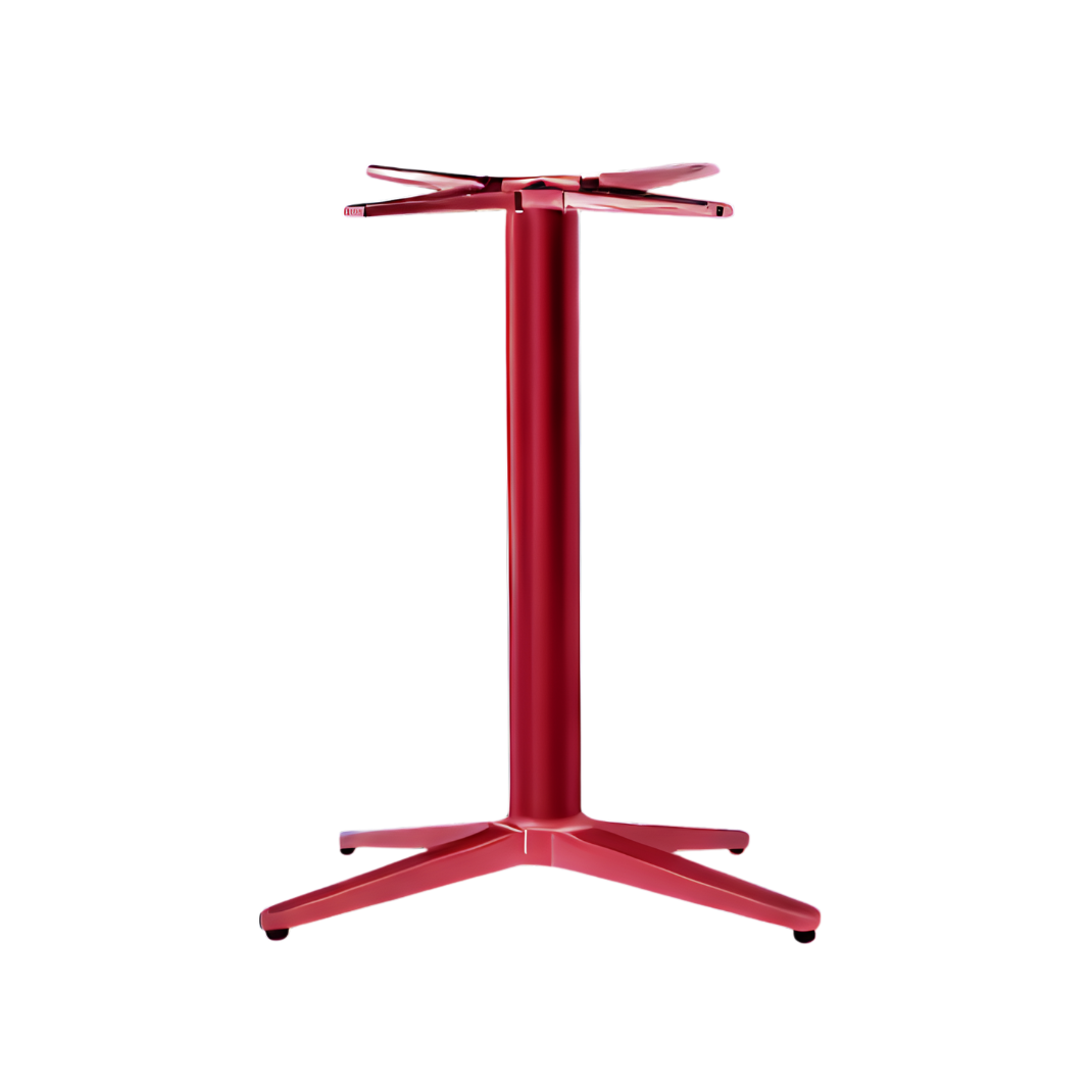 Red Powder coat finish on no rock a heavy-duty steel 4-leg table base with 3M Scotchkote protection