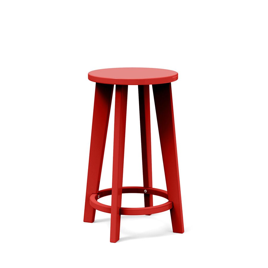 Red durable all-weather HDPE material on the eco-friendly Round Bar Counter Stool
