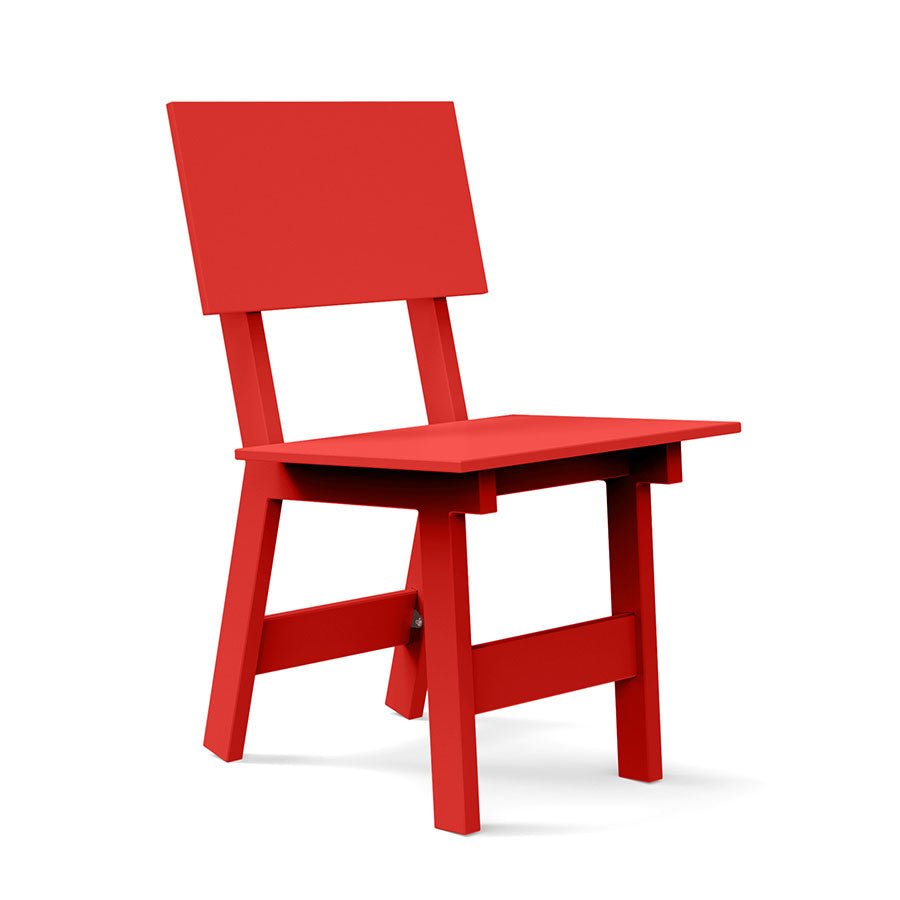 Red durable all-weather HDPE material on the eco-friendly Square Outdoor Dining Chair 