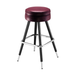 Rouge upholstered bar stool with black legs and chrome footrest