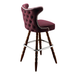 Rouge Maroon Prescott Cowboy bar stool featuring classic button tufting and a 90-degree auto-return wood swivel base with performance upholstery