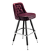Rouge Red Royale Diamond bar stool featuring an inner-back diamond tufted design and a softly curved upholstered seat with a sturdy black metal frame