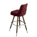 Rouge Tufted rolled edge modern bar stool featuring performance upholstery seat diamond buttons with brown metal and silver legs