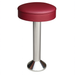 Rouge Tufted round modern bar stool featuring performance upholstery seat and silver metal stand