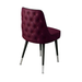 Rouge tufted modern Club Chair featuring a low-slung performance upholstery seat and black silver metal legs