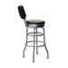 Side Belmont Double Ring Bar Stool by Social Design Supply Co: A vintage-inspired commercial bar stool with a padded backrest and chrome double-ring base for upscale hospitality seating