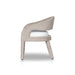 Side Hawkins Outdoor Dining Chair in Faye Cream with a barrel-back cutout and woven frame