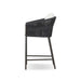 Side Modern Porto Outdoor Counter Stool with Charcoal Aluminum Frame and Dark Grey Woven Rope Barrel Back