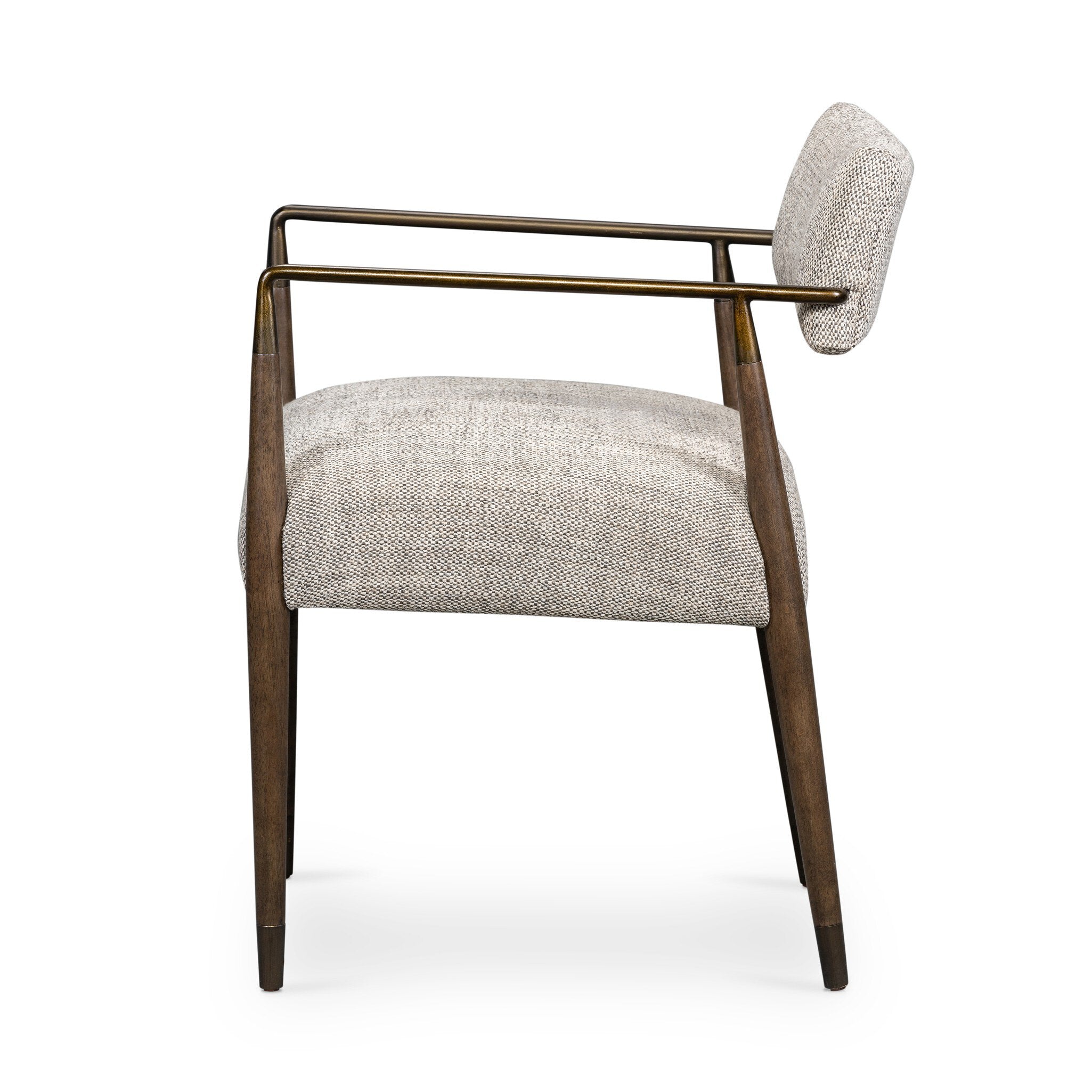 Side Waldon Dining Chair in Toasted Ash with textured ivory upholstery and an architectural wood frame