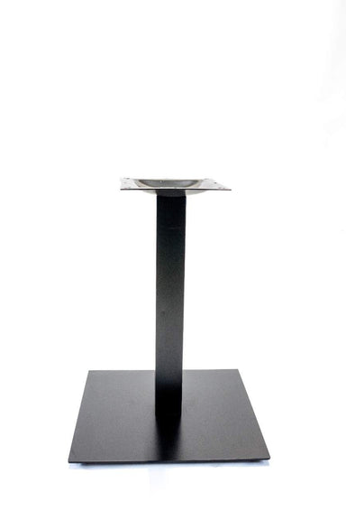 Black metal table base on a white background