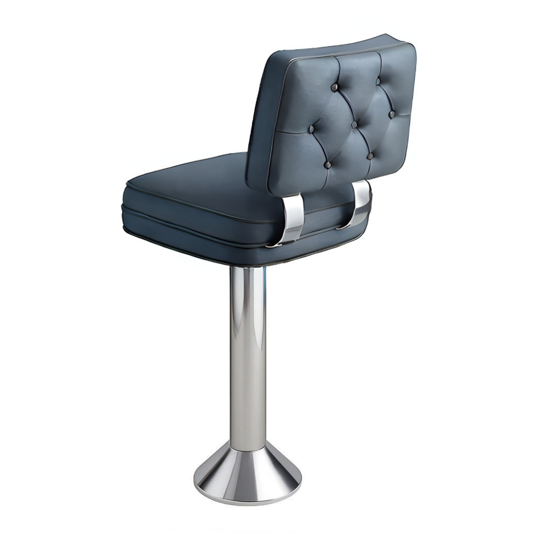 Stone Angled Tufted Button Ashford Bolted Bar Stool featuring a reinforced industrial frame and high-performance upholstered seat