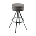 Stone Gray Briar Bar Stool with upholstered seat, featuring polished chrome frame with a built-in footrest