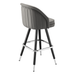 Stone Gray Channeled King bar stool featuring pronounced vertical channeling and a deeply padded upholstered seat with a sturdy black  metal frame