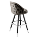 Stone Gray Kingsley Tufted bar stool featuring deep button tufting and a generous plush upholstered seat with a sturdy black metal frame