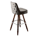 Stone Gray Montgomery outer tufted bar stool featuring deep button tufting on the backrest and a plush upholstered seat with a sturdy wood frame