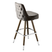 Stone Gray Montgomery outer tufted bar stool featuring deep button tufting on the backrest and a plush upholstered seat with a sturdy wood metal frame