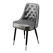 Stone Grey Brighton Club Chair bucket seat in black vinyl with polished chrome leg detailing for modern dining