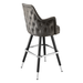 Stone Grey Chester high back bar stool featuring deep button tufting and a tall upholstered backrest with a slim black metal frame