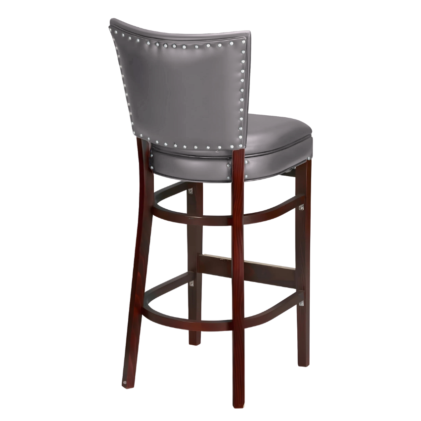 Stone Grey Compact modern bar stool featuring a tailored padded seat and a slim architectural wood frame with contract-grade durability