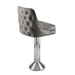 Stone Grey Coventry Bolted Floor-Mounted Bar Counter Stool with tufted vinyl detail and polished chrome pedestal base