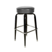 Stone Grey Crossover Bar Stool by Social Design Supply Co: A modern sculptural steel bar stool with a padded round seat and refined architectural frame for upscale hospitality bars