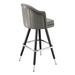 Stone Grey Dublin Deluxe channel bar stool featuring deep vertical channeling and a refined upholstered seat with a sturdy black metal frame