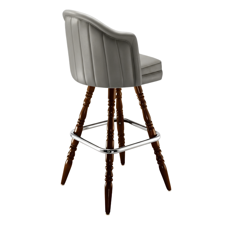 Stone Grey Dublin Deluxe channel bar stool featuring deep vertical channeling and a refined upholstered seat with a sturdy wood frame