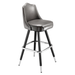 Stone Grey Kensington Crown bar stool featuring a softly arched backrest and a cushioned upholstered seat with a steady black metal frame