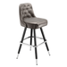 Stone Grey Monroe Tufted bar stool featuring classic button tufting and a 90-degree auto-return black metal swivel base with performance upholstery