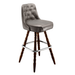 Stone Grey Monroe Tufted bar stool featuring classic button tufting and a 90-degree auto-return wood swivel base with performance upholstery