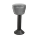 Stone Grey Regent bolted bar stool featuring a gentle upholstered seat and a permanent floor-mounted black base for dependable stability