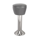 Stone Grey Regent bolted bar stool featuring a gentle upholstered seat and a permanent floor-mounted chrome base for dependable stability