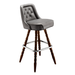 Stone Grey Royale Diamond bar stool featuring an inner-back diamond tufted design and a softly curved upholstered seat with a sturdy wood frame