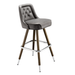 Stone Grey Royale Diamond bar stool featuring an inner-back diamond tufted design and a softly curved upholstered seat with a sturdy wood metal frame