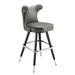 Stone Grey Silverado cowboy bar stool featuring a softly cushioned upholstered seat and a polished black metal frame with Western-inspired lines