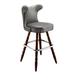 Stone Grey Silverado cowboy bar stool featuring a softly cushioned upholstered seat and a polished wood frame with Western-inspired lines