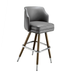 Stone Tufted square modern bar stool featuring performance upholstery seat with brown metal and silver metal legs