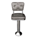 Stone Grey Vanellope bolted chrome  bar stool featuring smooth performance upholstery and a permanent floor-mounted metal base for refined stability