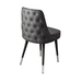 Stone Grey tufted modern Club Chair featuring a low-slung performance upholstery seat and black silver metal legs